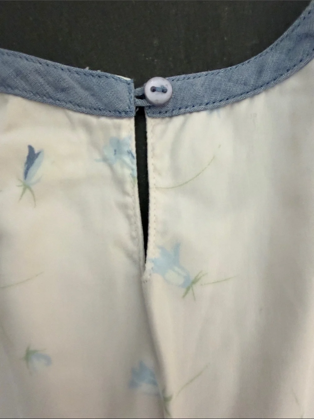 Girls Pale Pink Floral Sundress with Blue Trim